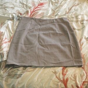 Classic Black, Brown and White Plaid Skirt